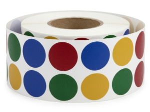 Pastille adhésive amovible couleur en rouleau
